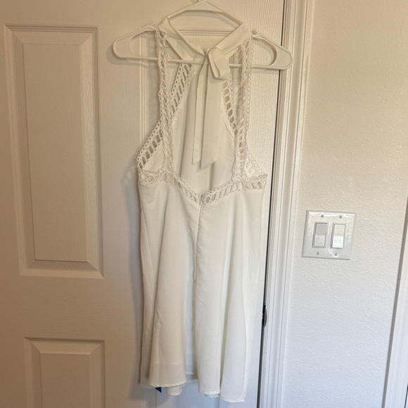 CUPSHE | White Lace Trim Halter Mini Dress - Picture 5 of 5